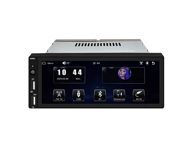 MP5 Player Auto Techstar® 6086, Ecran 6.86 Inch, 1280x480P, DC 12V, Compatibil Apple Carplay/Android Auto, Bluetooth, Mirror Link, 2 x USB, Negru