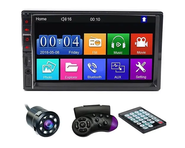 MP5 Player Techstar® 7032, 2DIN, Camera Marsarier, Ecran HD Touch 7", Comenzi Volan, Telecomanda, MirrorLink, Bluetooth 4.2
