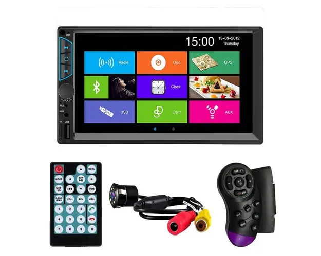 MP5 Player Techstar® 7060, 2DIN, Camera Marsarier, Ecran HD Touch 7", Comenzi Volan, Telecomanda, MirrorLink, Bluetooth 4.2
