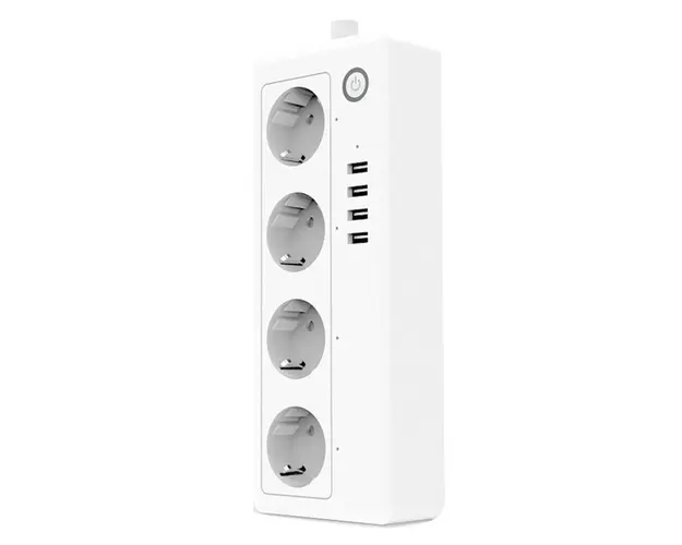 Prelungitor Priza Smart Techstar® A26, Wireless 2,4GHz, Smart Home, 4 Prize Individuale, 4 USB, Google Home, Amazon Echo, Alexa