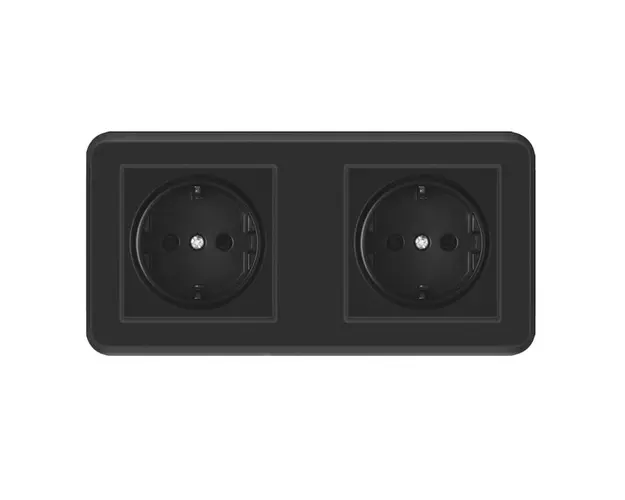 Priza Techstar® PC2, Dubla, Culoare Negru, Policarbonat, 16A