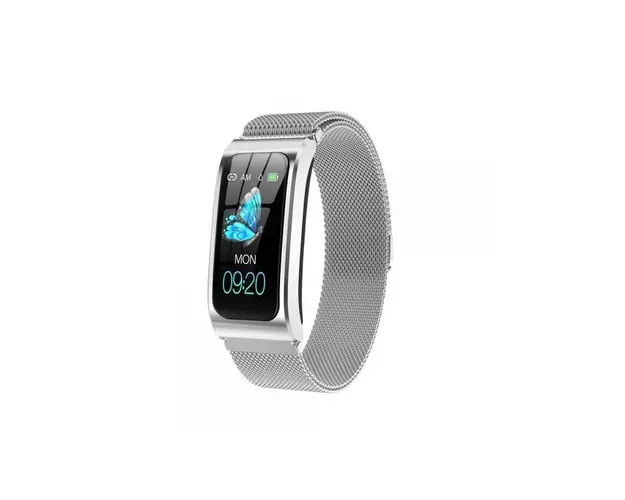 Resigilat Bratara Smart Eleganta Techstar® AK12 ARGINTIU METALIC, Waterproof, Unisex, Monitorizare Somn, Cardiaca, IP65