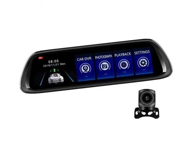 Resigilat Camera Video Auto Oglinda DVR Dubla FullHD Techstar® K62, Unghi 170, Display IPS LED 10", Nightvision, Wide Range, cu Microfon