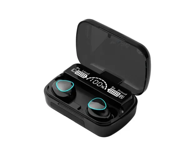 Resigilat Casti Smart Techstar® M10, Wireless, Bluetooth V5.1, Touch, Display Digital, 2000mAh, pentru iPhone Xiaomi Huawei, Negru