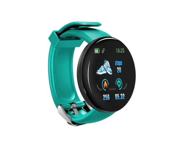 Resigilat Ceas Smartwatch Techstar® D18, 1.3inch OLED, Bluetooth 4.0, Monitorizare Tensiune, Puls, Oxigenarea Sangelui, Waterproof IP65, Verde Aqua