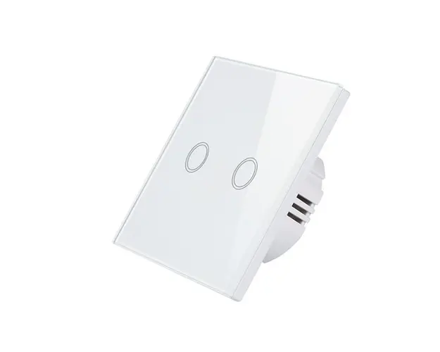 Resigilat Intrerupator Smart Touch Techstar®, Wireless 2.4GHz, Sticla Securizata, Design Modern, Iluminare LED, 2 Faze, Alb