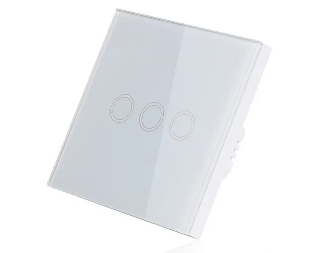 Resigilat Intrerupator Smart Touch Techstar®, Wireless 2.4GHz, Sticla Securizata, Design Modern, Iluminare LED, 3 Faze, Alb