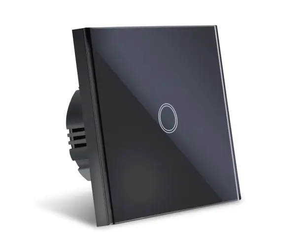 Resigilat Intrerupator Smart Touch Techstar®, Wireless 2.4GHz, Sticla Securizata, Design Modern, Iluminare LED, 1 Faza, Negru