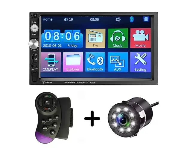 Resigilat MP5 Player Auto Universal 7023B Camera de Marsarier HD Ecran 7 Inch Bluetooth MirrorLink Android IoS