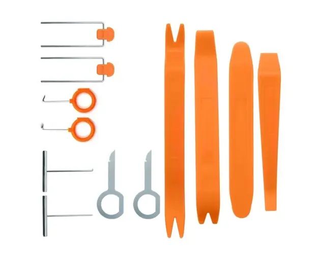 Set 12 piese pentru demontare tapiterie sau elemente auto de interior, Techstar® D0087, plastic, portocaliu