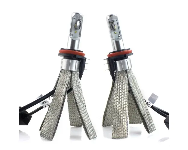 Set 2 LED-uri Auto Techstar® 8C, H15, 30w, 3000 Lumeni, 6500K, AUTO, 12-24 Volti, COB, Radiator Aluminiu si Cupru