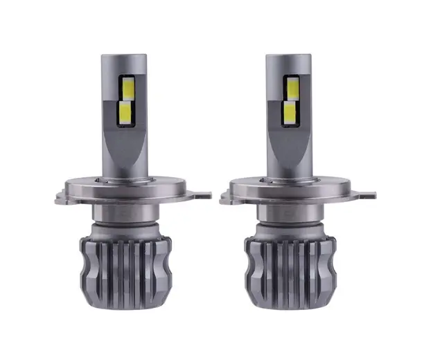 Set 2 LED-Uri Auto Techstar® D20, H4, 60W, 8000 Lumeni, 6000K, 12-24V, Unghi Fascicul 360, CSP 3570, Canbus, Radiator Aluminiu, Racire Cooling Tech, Argintiu