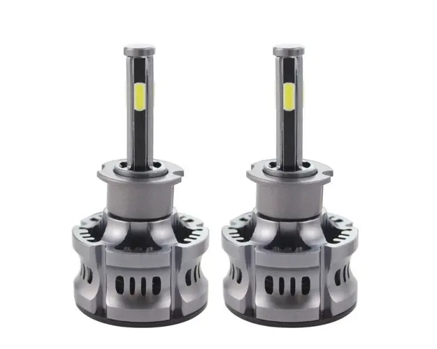 Set 2 LED-Uri Auto Techstar® N8, H3, 50W, 5500 Lumeni, 6000K, AUTO, 12-24 Volti, COB, Canbus, Radiator Aluminiu, Argintiu