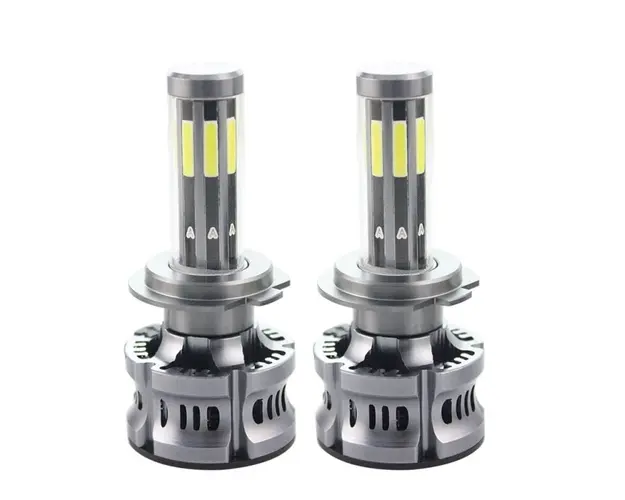 Set 2 LED-uri Auto Techstar® N8, H7, 50w, 5500 Lumeni, 3000K-8000K, AUTO, 12-24 Volti, COB, Canbus, Radiator Aluminiu, 3 Nuante