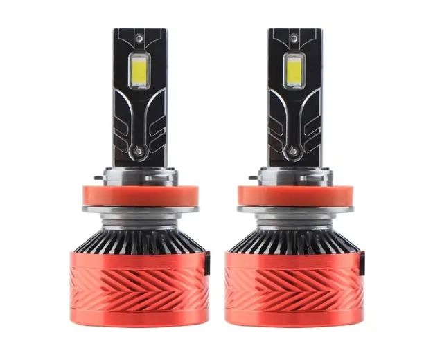 Set 2 LED-Uri Auto Techstar® P14, H11, 120W, 18000 Lumeni, 6000K, 12-24V, Unghi Fascicul 360, CSP 3570, Canbus, Radiator Aluminiu, Racire Cooling Tech, Argintiu