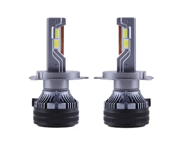 Set 2 LED-Uri Auto Techstar® P7Q, H4, 200W, 31000 Lumeni, 6000K, 12-24V, Unghi Fascicul 360, CSP 3570, Canbus, Radiator Aluminiu, Racire Cooling Tech, Argintiu
