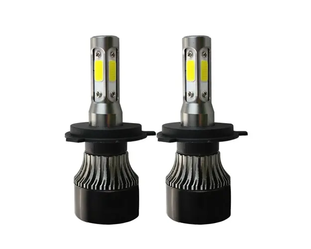 Set 2 LED-uri Auto Techstar® S4, H4, 40w, 4000 Lumeni, 6500K, AUTO, 12-24 Volti, COB, Canbus, Radiator Aluminiu