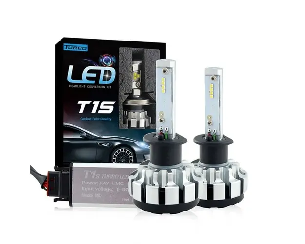 Set 2 LED-uri Auto Techstar® T1S, H1, 35w, 8000 Lumeni, 6000K, AUTO, 12-24 Volti, CREE, Canbus, Radiator Aluminiu