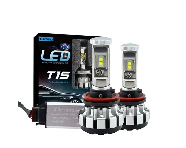 Set 2 LED-uri Auto Techstar® T1S, H11/H9/H8, 35w, 8000 Lumeni, 6000K, AUTO, 12-24 Volti, CREE, Canbus, Radiator Aluminiu