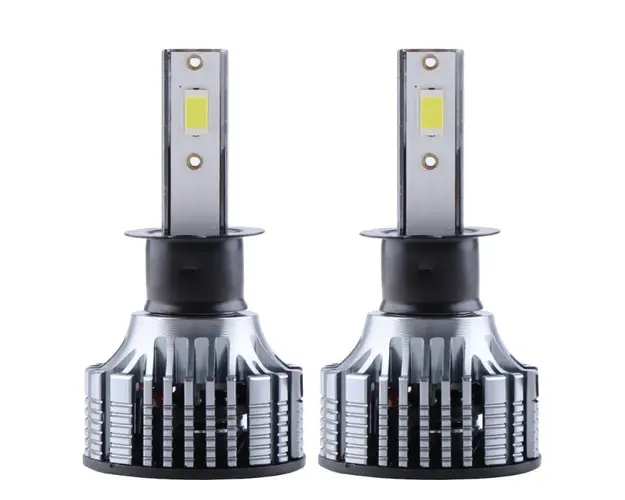 Set 2 LED-Uri Auto Techstar® V8, H3, 120W, 12-24V, 15000 Lumeni, 6000K, Unghi Fascicul 360, CSP 3570, Canbus, Radiator Aluminiu, Racire Cooling Tech, Argintiu