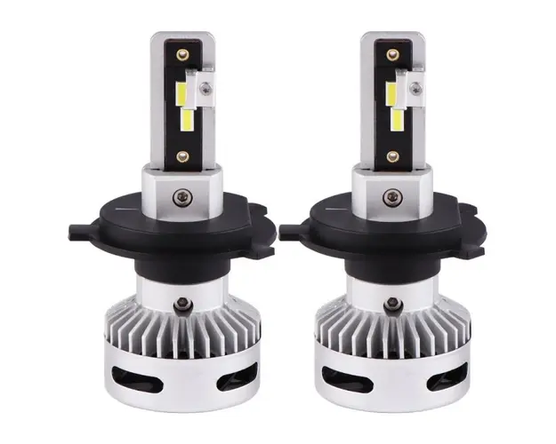 Set 2 LED-uri Auto Techstar® X7, H4, 60w, 6000 Lumeni, 6500K, AUTO, 12-24 Volti, CSP, Canbus, Miez Cupru, Radiator Aluminiu