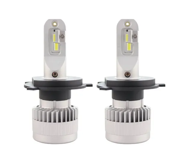 Set 2 LED-uri Auto Techstar® X9, H4, 60w, 8000 Lumeni, 6500K, AUTO, 12-24 Volti, CSP, Canbus, Miez Cupru, Radiator Aluminiu