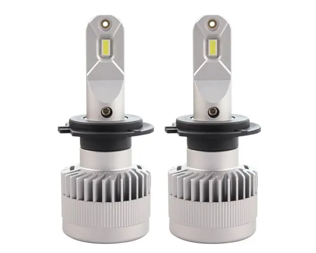 Set 2 LED-uri Auto Techstar® X9, H7, 60w, 8000 Lumeni, 6500K, AUTO, 12-24 Volti, CSP, Canbus, Miez Cupru, Radiator Aluminiu