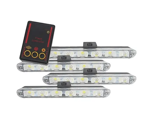 Set 4x6 Lumini LED Tip Stroboscop De Avertizare Flash Rosu si Albastru Alimentare 12V