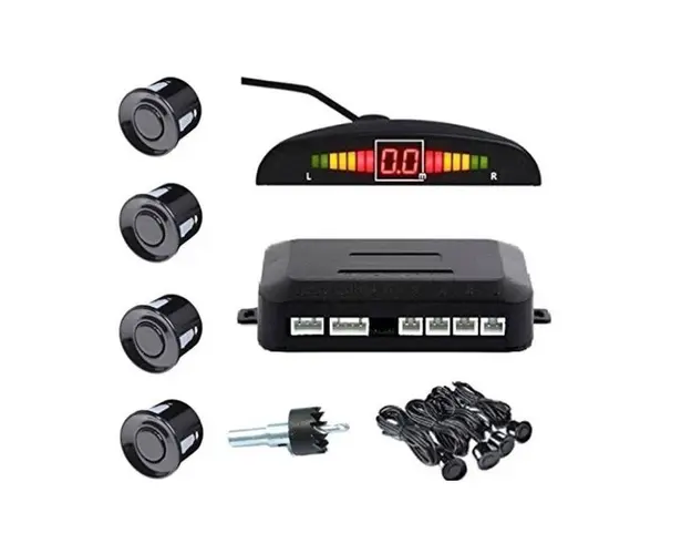 Set Senzori parcare auto detector parktronic display radar monitor 4 senzori NEGRU