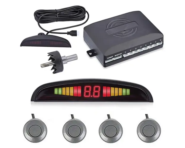 Set Senzori Parcare Auto Detector Parktronic Display Radar Monitor 4 Senzori Gri Deschis