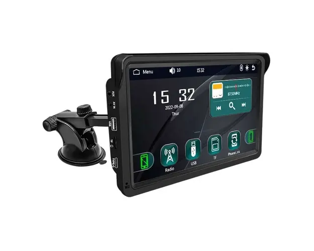 Sistem Multimedia Techstar® Apple Carplay/Android 7090P, Ecran Tactil, 7 Inch 1080P Full HD, Bluetooth, Mirror Link/Card TF/USB/AUX, Negru