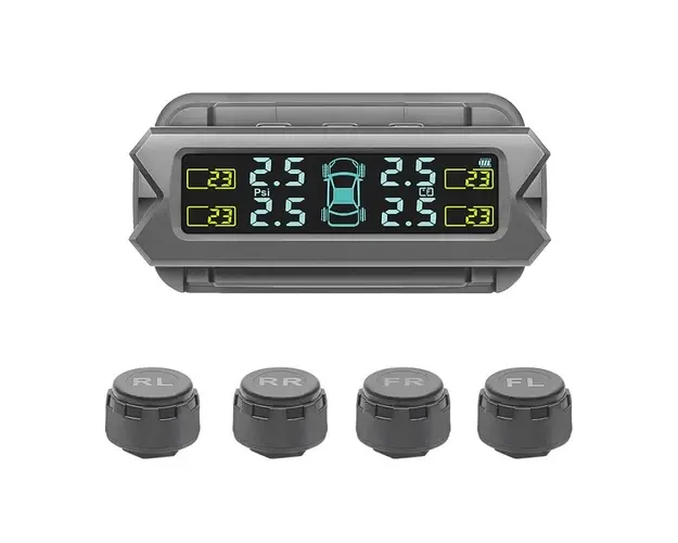 Sistem TPMS de Monitorizare a Presiunii in Anvelope Techstar®, Incarcare Solara, 4 Senzori Externi, Afisaj LCD