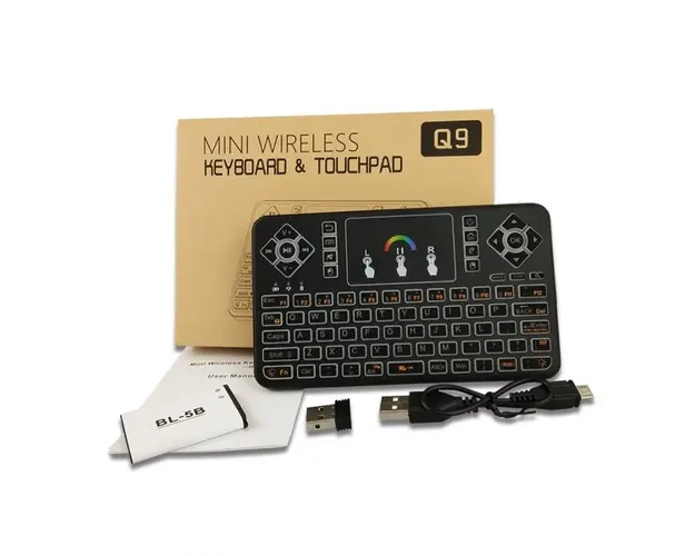 Tastatura Wireless Techstar® Q9 Iluminata RGB , QWERTY, Plug&Play, Tochpad, Tastatura, Mouse