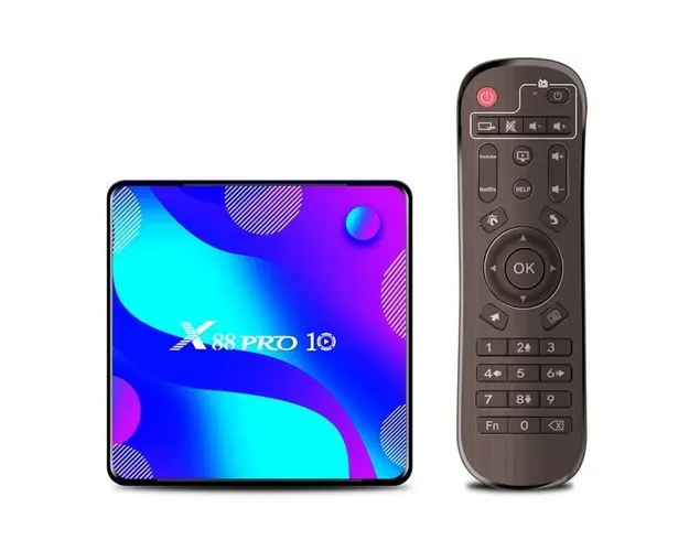 TV Box X88 Pro10, 4K, HDR, Android 10, 2GB RAM, 16GB ROM, Rockchip RK3318, Quad Core, WiFi 5G+2G, Bluetooth 4.0, USB 3.0