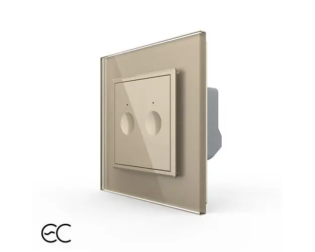 Intrerupatorul Dublu cu Touch LIVOLO cu Rama Din Sticla - Protocol Zigbee EC (Auriu)