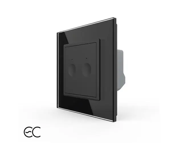 Intrerupatorul Dublu cu Touch LIVOLO cu Rama Din Sticla - Protocol Zigbee EC (Negru)