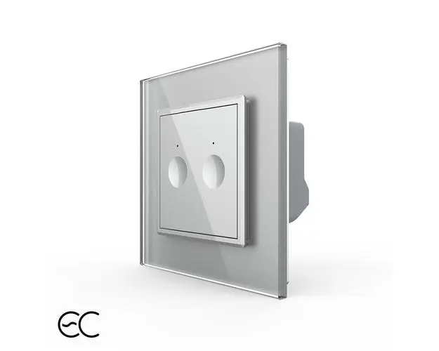 Intrerupatorul Dublu cu Touch LIVOLO cu Rama Din Sticla - Protocol Zigbee EC (Gri)