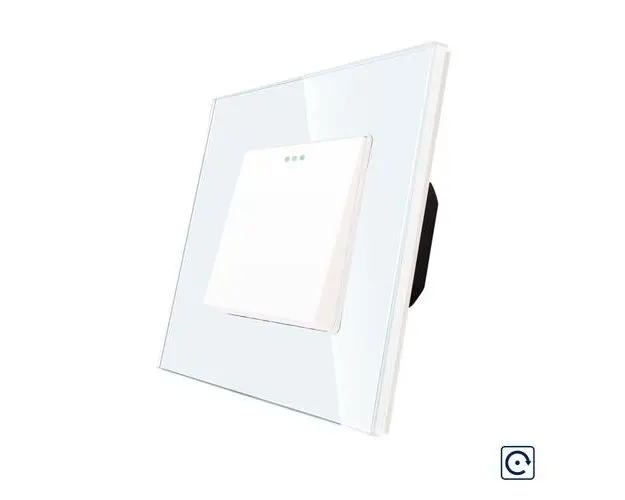 Intrerupator Simplu Mecanic cu Reset / Revenire LUXION cu Rama din Sticla (Alb)