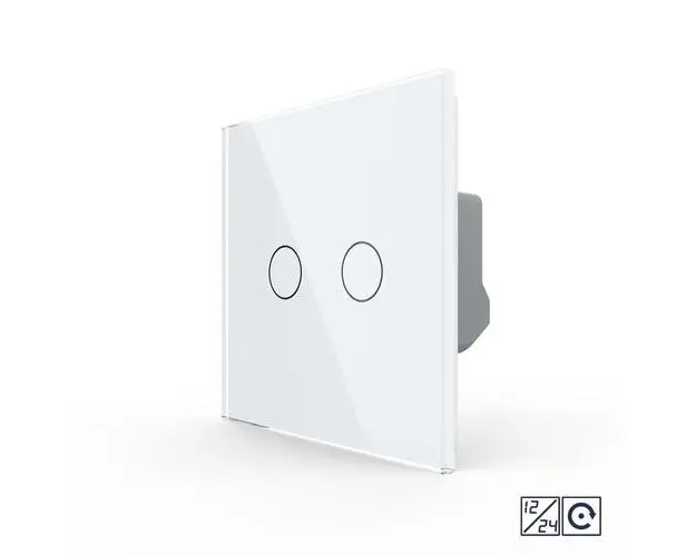 Intrerupator Dublu cu Revenire, Contact Uscat si 12/24V cu Touch LIVOLO  Serie Noua (Alb)