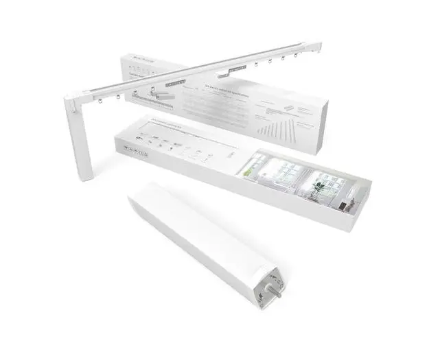 Kit sina electrica LUXION 7.2 m pentru draperii si perdele, Telecomanda, Control telefon, Wi-Fi (Alb)