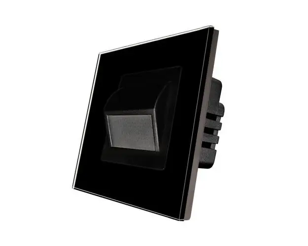 Lampa de Veghe LED cu Lumina Alb - Neutra LUXION cu Rama de Sticla (Negru)