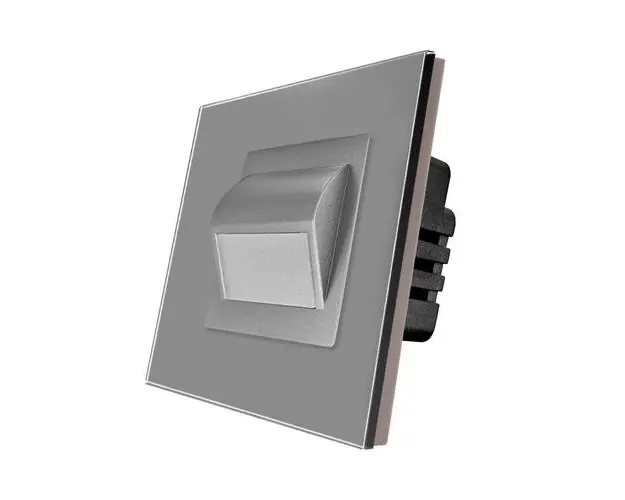 Lampa de Veghe LED cu Lumina Alb - Neutra LUXION cu Rama de Sticla (Gri)