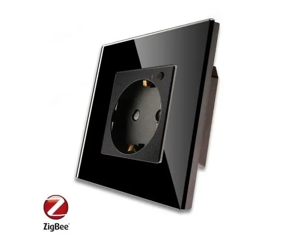 Priza Inteligenta cu Protocol Zigbee cu Rama Din Sticla LUXION (Negru)