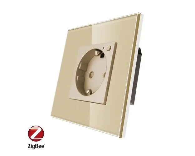 Priza Inteligenta cu Protocol Zigbee cu Rama Din Sticla LUXION (Auriu)