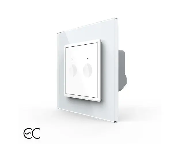 Intrerupatorul Dublu cu Touch LIVOLO cu Rama Din Sticla - Protocol Zigbee EC (Alb)