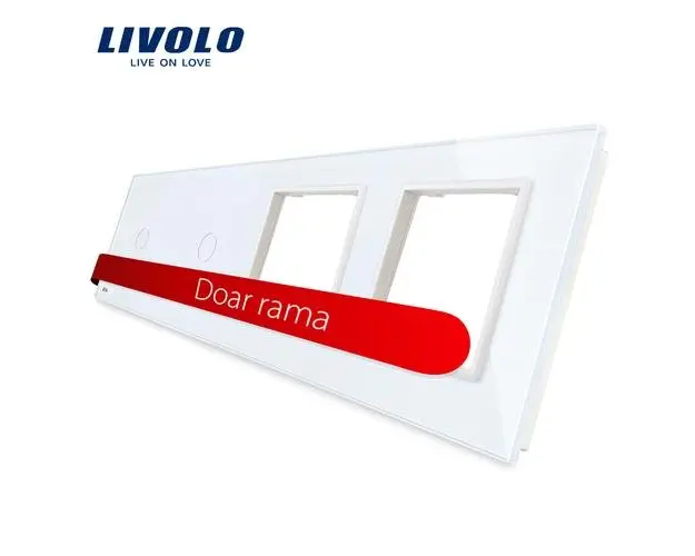 Panou 2 intrerupatoare simple cu touch si 2 prize LIVOLO din sticla (Alb)