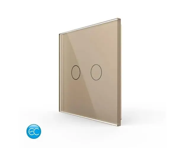 Telecomanda RF Tip Panou Dublu si 2 Senzori cu Touch LIVOLO din Sticla Securizata (Auriu)