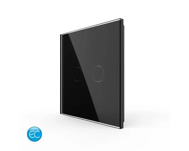 Telecomanda RF Tip Panou Dublu si 2 Senzori cu Touch LIVOLO din Sticla Securizata (Negru)