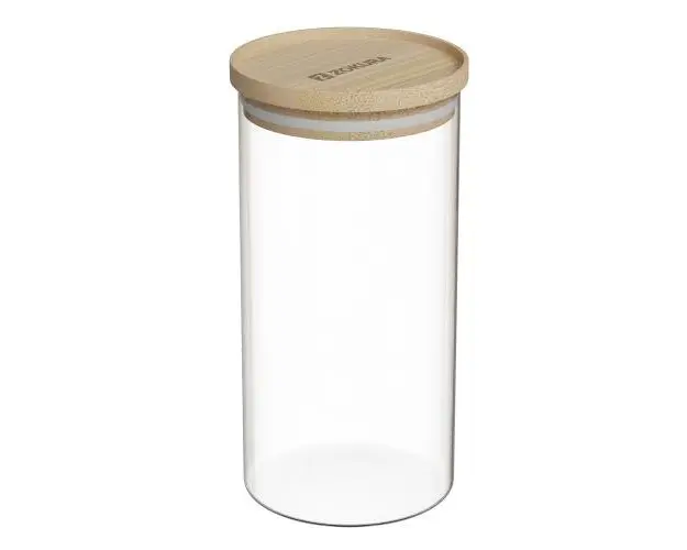Recipient sticla, Ø9,5cm, 1100ml, cu capac din bambus - Zokura