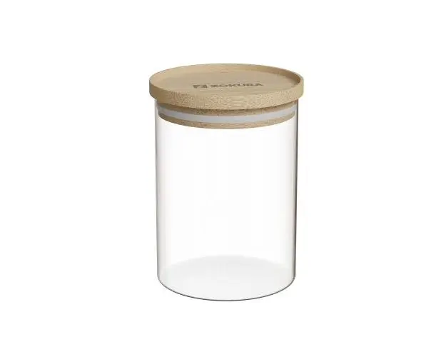 Recipient sticla, Ø9,5cm, 700ml, cu capac din bambus - Zokura